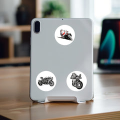 500pcs Waterproof Motorcycle Sticker Roll - 8 Unique Designs Vinyl Decals