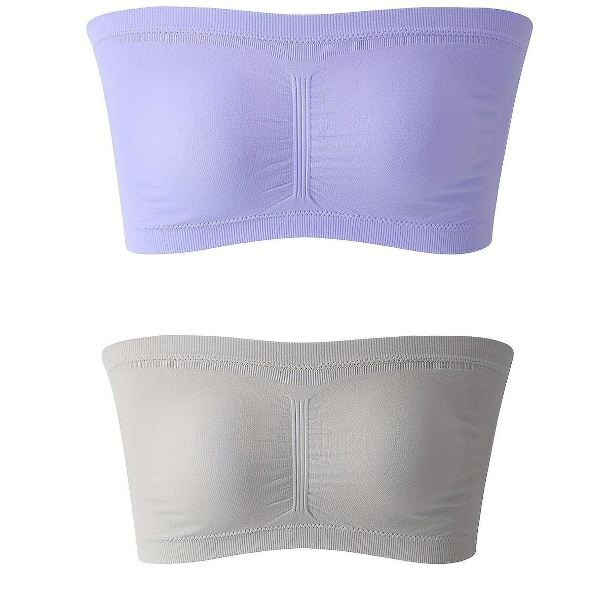 2pcs Seamless Strapless Bandeau Bras Soft Stretch Lingerie & Underwear