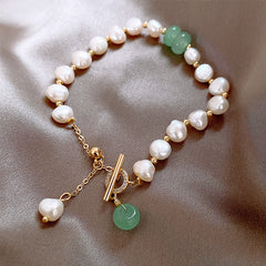 Baroque Pearl Bracelet with Gold Beads