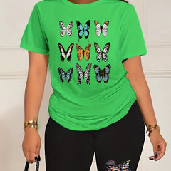  Butterfly Print Tee & Shorts Set