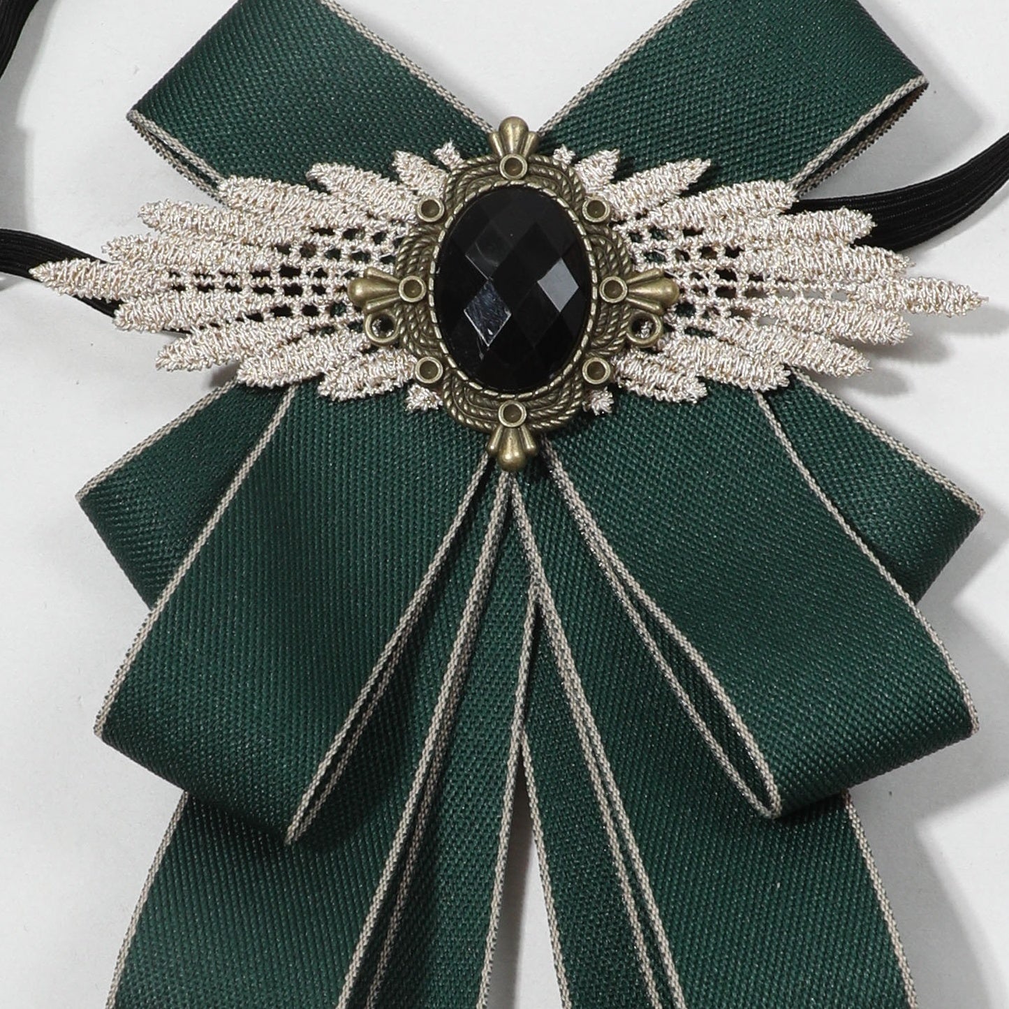 Crystal Decor Green Bow Tie Lace Wings Layer Bowknot Pre tied Neckties