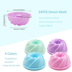 12pcs Silicone Bundt Cake Mold Non Stick Mini Fluted Cake Cups