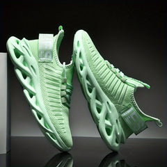 Men's Colorblock Knit Lace Up Casual Shoes Lightweight Non Slip Sneaker