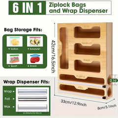 Bamboo Ziplock Bag Organizer and Foil Wrap Holder