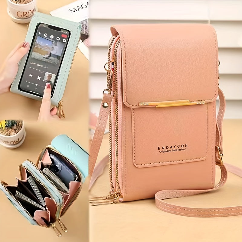 Mini Touch Screen Phone Purse Women's PU Leather Crossbody Bag