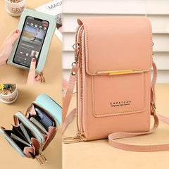 Mini Touch Screen Phone Purse Women's PU Leather Crossbody Bag