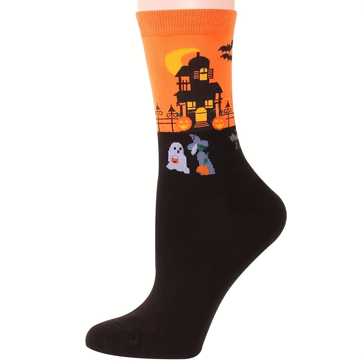 5 Pairs Bat Pattern Socks Halloween Funny Mid Tube Women's Stockings