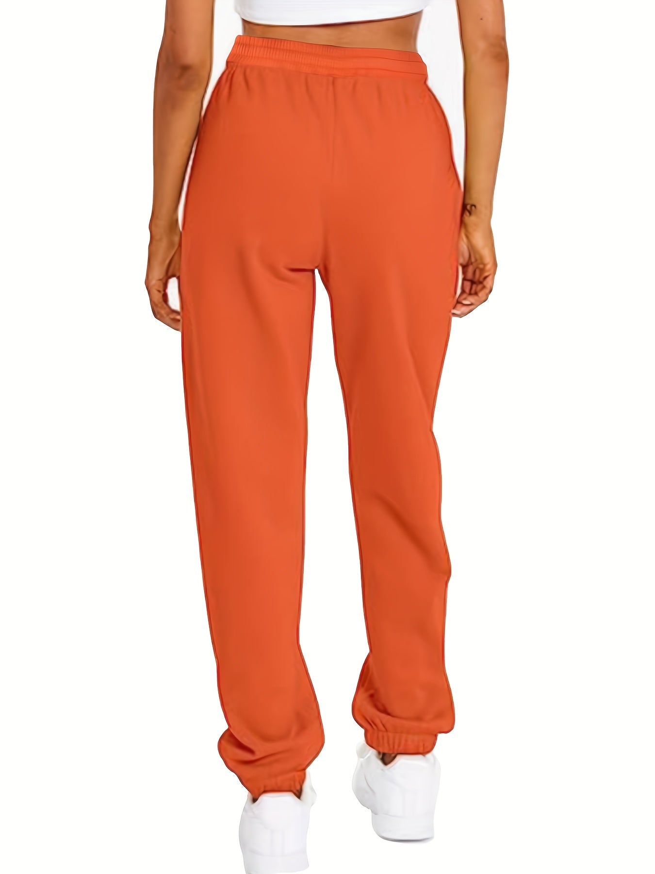  Sports Pants Women's Plus Solid Elastic Tie Waist Fitness Joggers