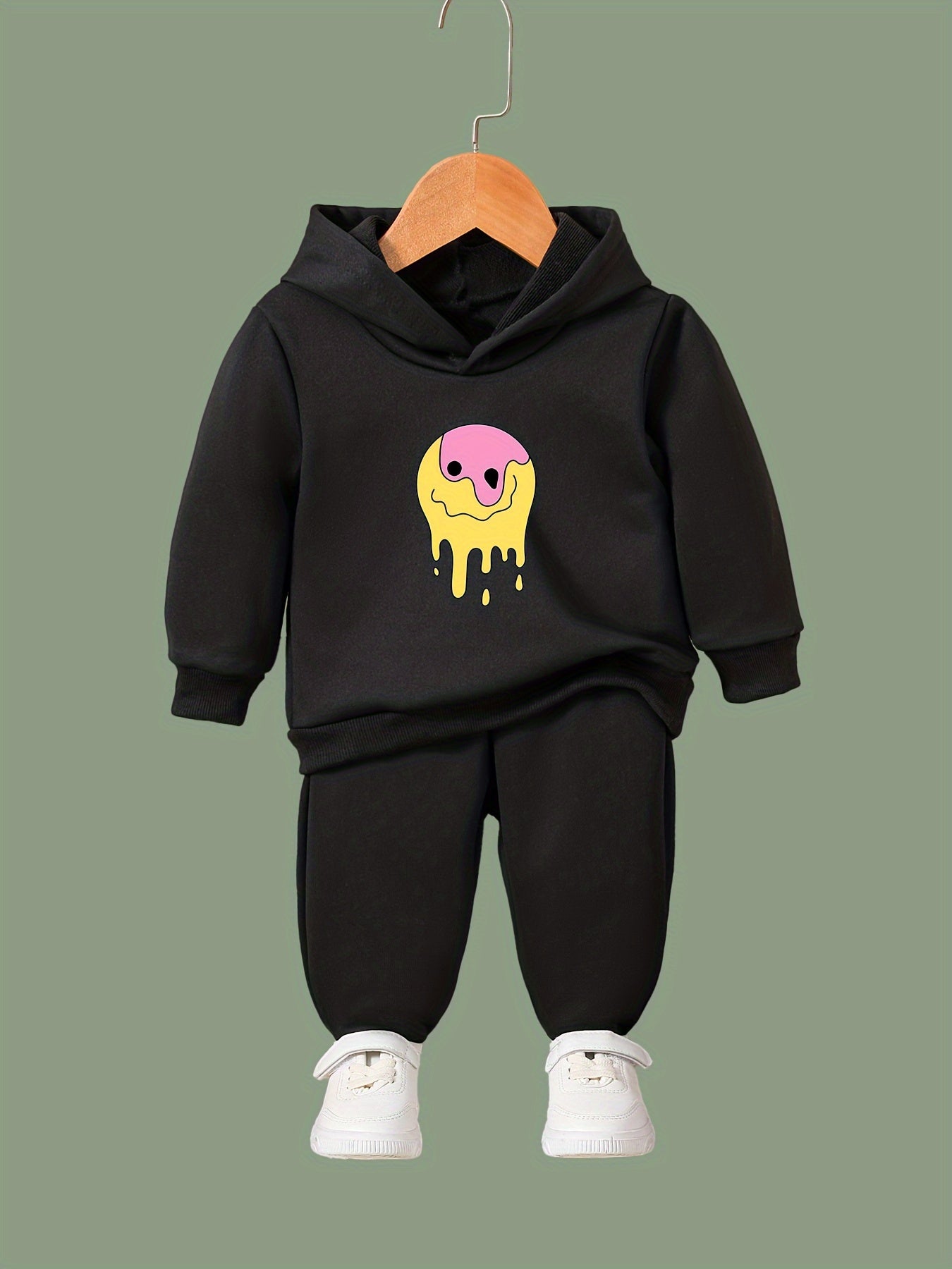 Emoticon Pattern Long Sleeve Hooded Sweatshirt