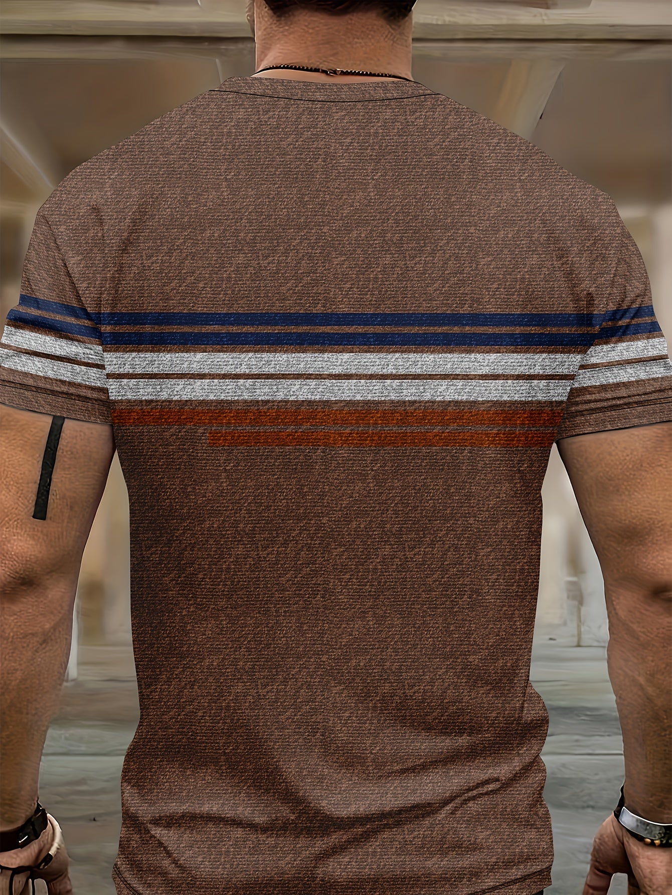 Men's Stripe 2 Piece Outfits T-shirt & Drawstring Sweatpants Set