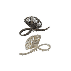 Vintage Rhinestone Flower Fan Hair Claw for Women