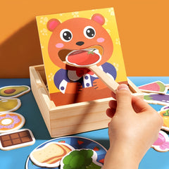 Little Bear Feeding Game Wooden Fine Motor Skill Toy for Kids