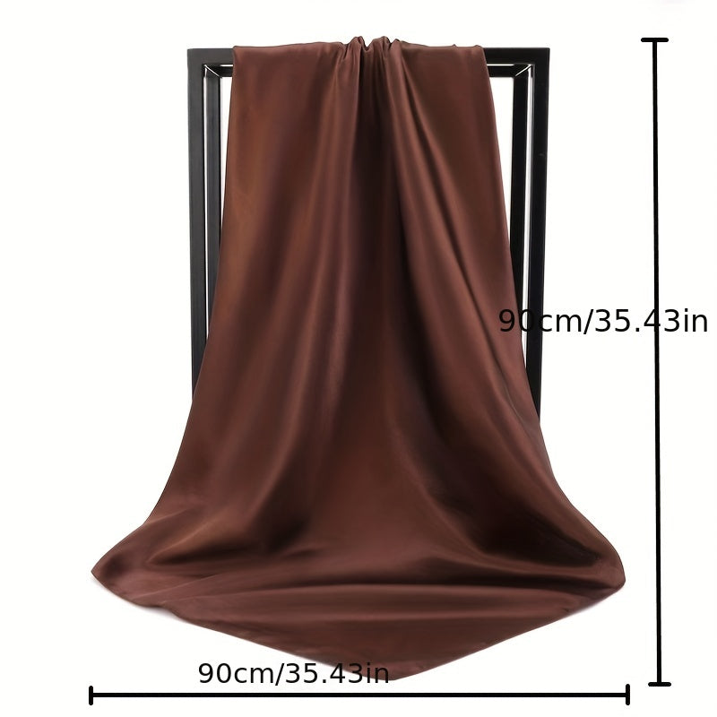 Solid Satin Shawl Bandana Silk Square Scarf Head Wrap Classic Sunscreen Travel