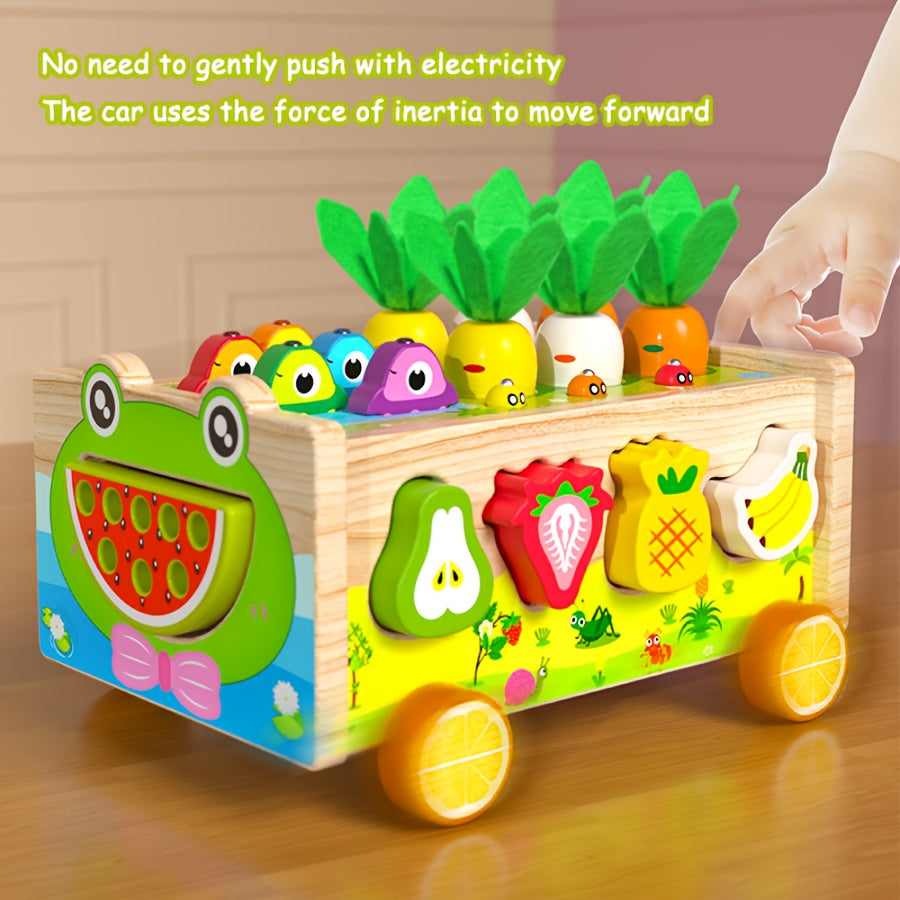 Wooden Educational Toys Frog Fish Pond Farm Shape Sorting Matching Game Car