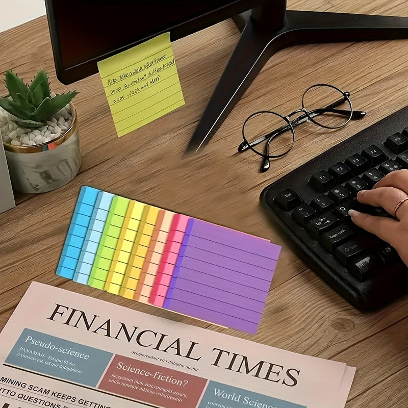 8pcs 400sheets Fluorescent Sticky Notes Student Memo Strips N Times Sticky Notes