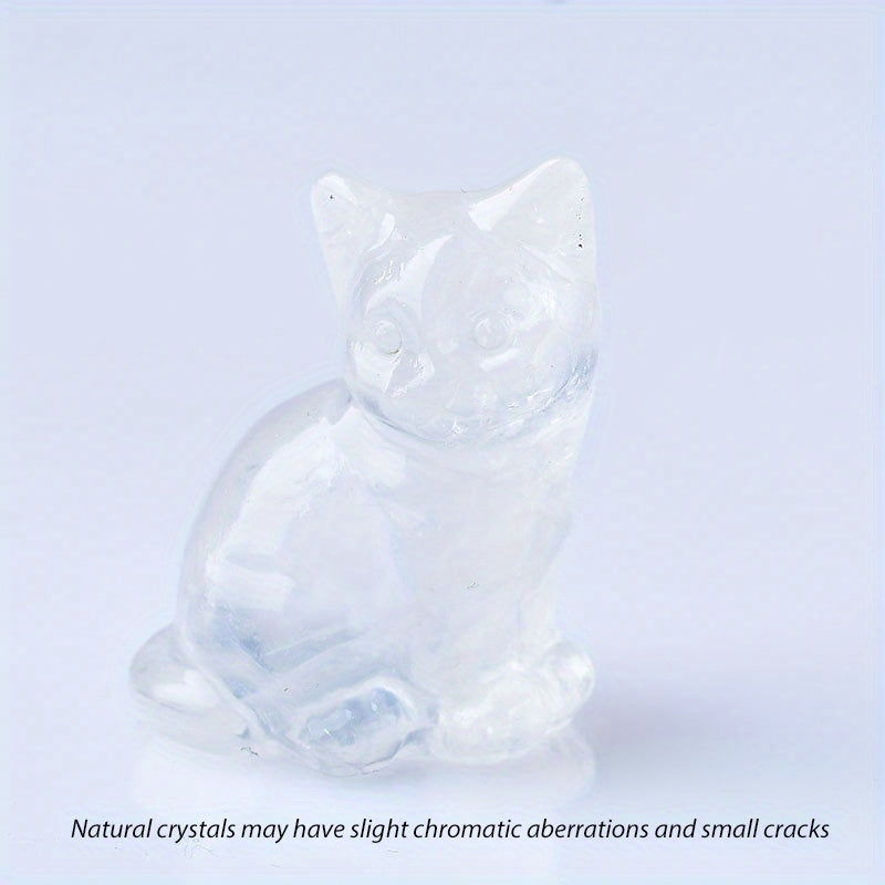 1pc Crystal Carved Cat Pocket Gift Healing Stone Moonsto