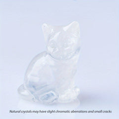 1pc Crystal Carved Cat Pocket Gift Healing Stone Moonsto