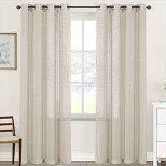 Light Filtering Linen Curtains Semi Sheer Drapes for Living Room