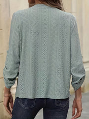  Eyelet Embroidered Sleeve Cardigan