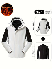 Men's Contrast Hooded Jacket For Spring Fall Winter