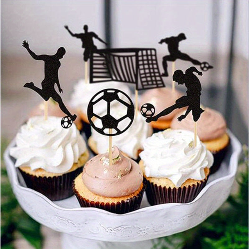 12pcs Soccer Figure Cake Topper Cupcake Decoration