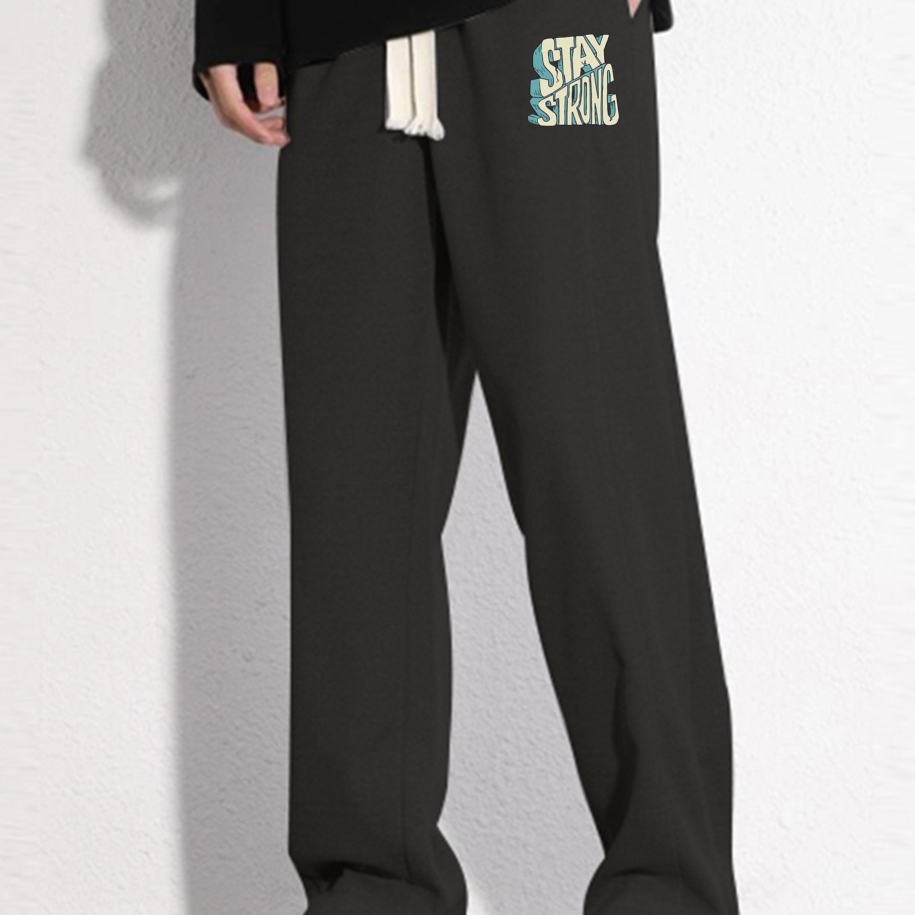 Men's Casual Loose Fit Drawstring Pants Stretch Waist