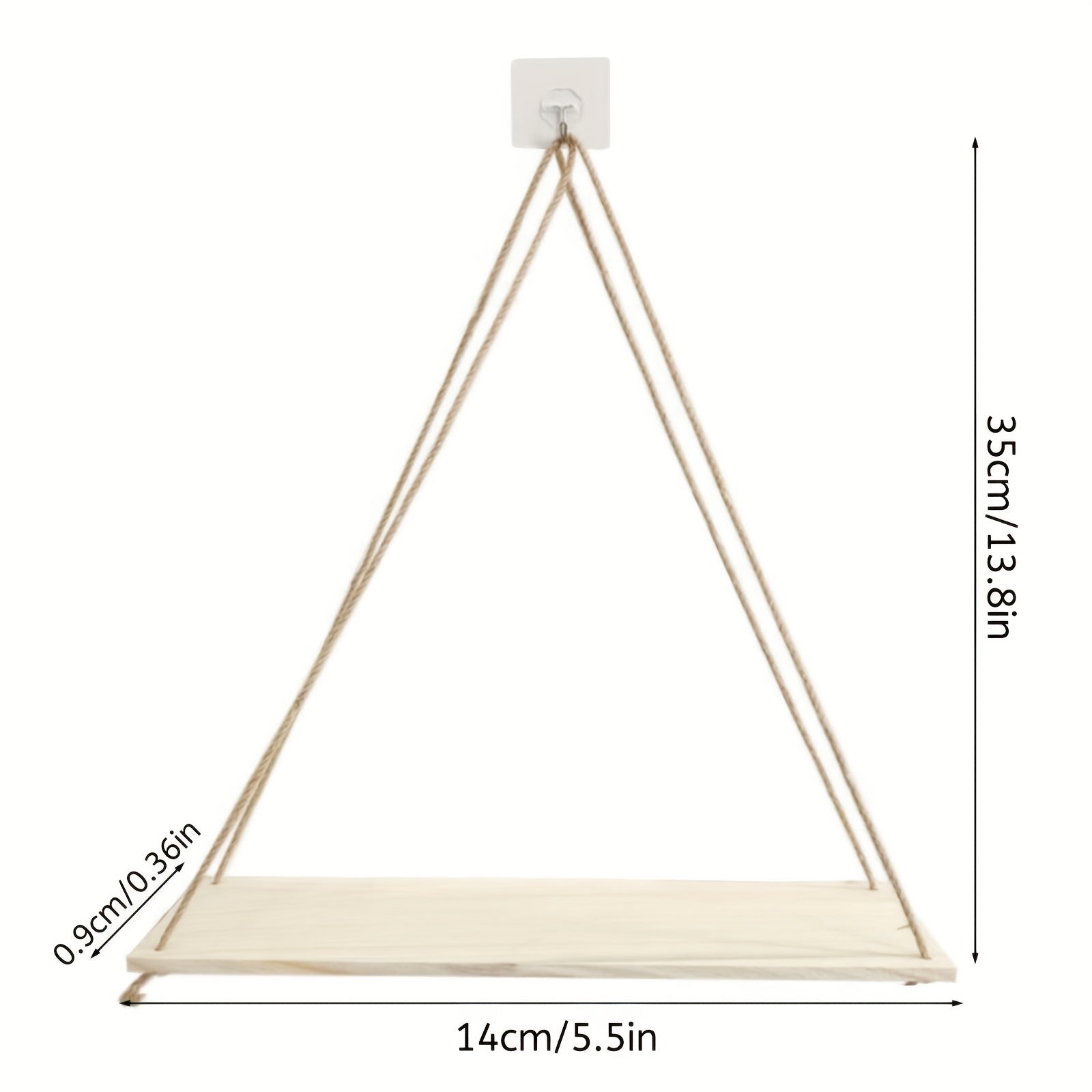 Wooden Macrame Rope Shelf Natural Light Reclaimed W