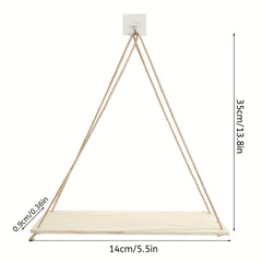 Wooden Macrame Rope Shelf Natural Light Reclaimed W