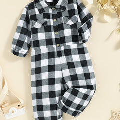 Kids Plaid Casual Jumpsuit Fall Winter Boys & Girls