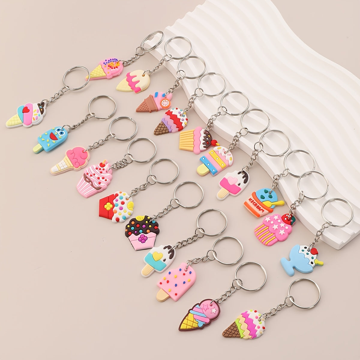 20pcs Ice Cream Keychain Bag Pendant for Adults Party Favors
