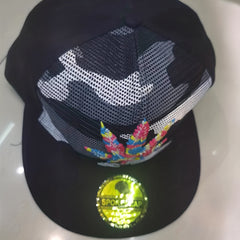 Flat Brim Hip Hop Cap with Maple Leaf Embroidery