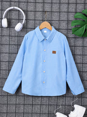 Boys Feel Great Embroidered Shirts Long Sleeve Button Down Tops