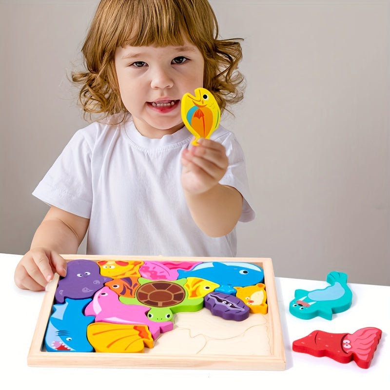Wooden 3D Puzzle Set for Kids Educational