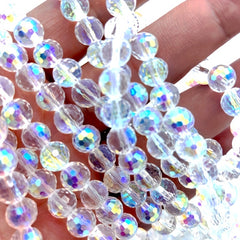 8mm Round Glass Beads AB Colour Faceted Crystal Spacer Beads Assortments