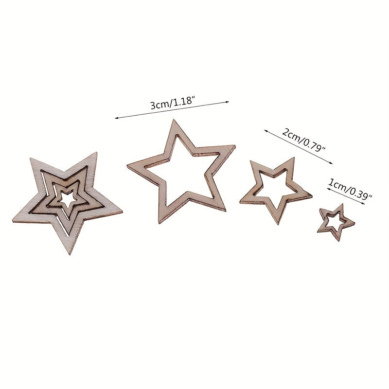 100 Pcs Star Wood Cutouts for Crafts - Christmas Flag Winter Decor
