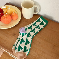 Geometric Print Mid Tube Socks, Set of 3