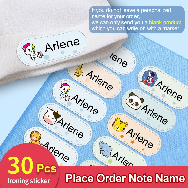 Personalized Iron-On Name Stickers for Clothes, Washable Labels