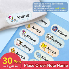 Personalized Iron-On Name Stickers for Clothes, Washable Labels
