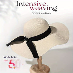 Wide Brim Sun Hat Oversized Straw Beach Hats Foldable Women Sunshade Straw Hats