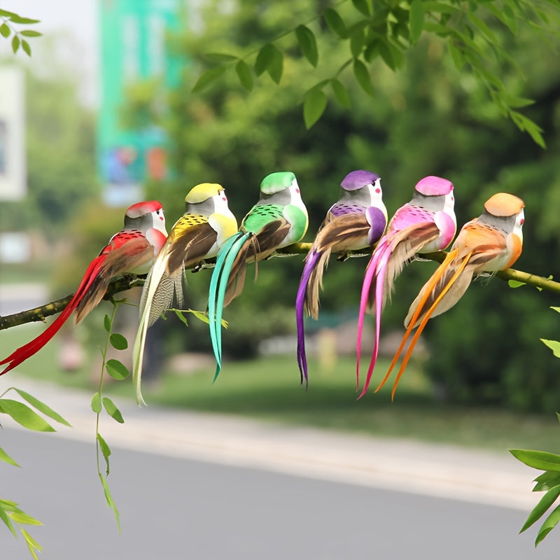 12pcs Feather Bird Ornaments for Christmas Tree Garden Decoration