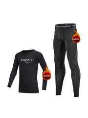 2pcs Kids Fleece Compression Sets Long Sleeve Crew Neck Pullover Matching Pants