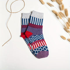 5 Pairs Geometric Pattern Socks Soft Mid Tube Women's Stockings