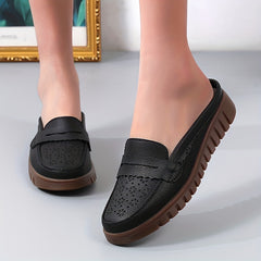 Women's Hollow Out Mule Sneakers Lightweight Slip On Shoes Breathable Closed Toe