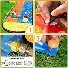Water Slide with Lawn Splash Pad Sprinkler Mat for Teens