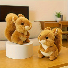 Soft Plush Squirrel Stuffed Animal Toy with Fluffy Fur and Expressive Eyes
