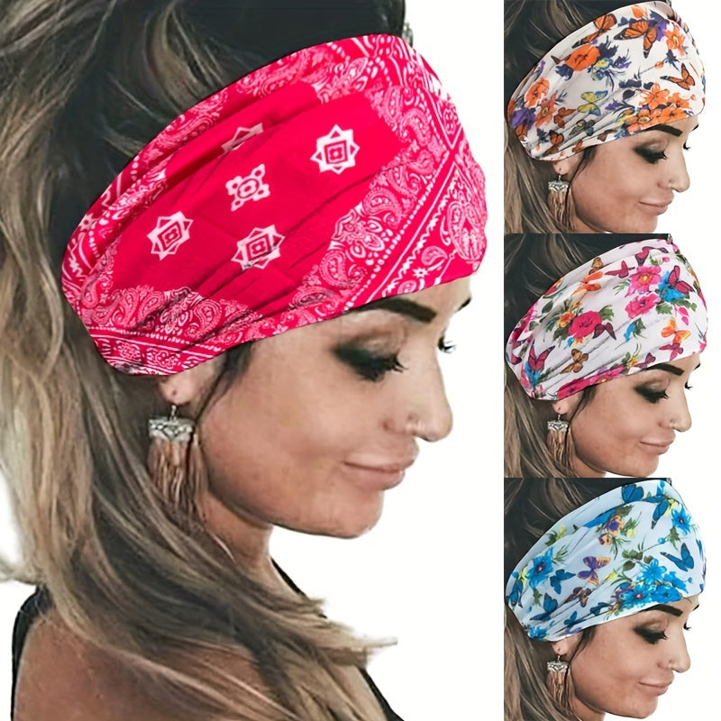 Butterfly Paisley Pattern Headband Widened Knotted Headband