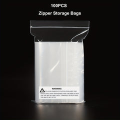 100pcs Clear Zipper Bag Plastic Zipper Bags Sealed Food Storage