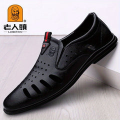 LAORENTOU Leather Loafer Shoes Lightweight Non Slip Casual Shoes