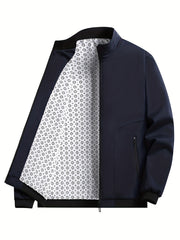 Men's Casual Zipper Pockets Stand Collar Jacket Coat