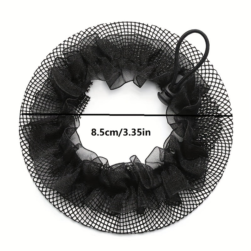 2PCS Stretchable Bun Tie Nets Elastic Hair Rope For Dancers Bun Holder